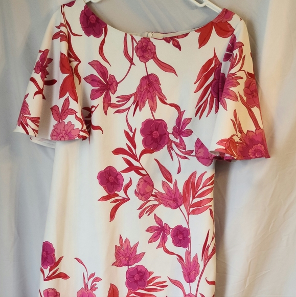 Woman's Dress white with floral size 14 - Picture 7 of 8